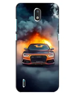 Чехол для Nokia 1.3 с картинкой «Audi в огненном дыму»