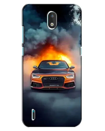 Чехол для Nokia 1.3 с картинкой «Audi в огненном дыму»