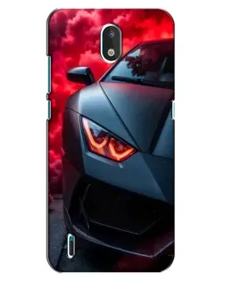 Чехол для Nokia 1.3 с картинкой «Lamborghini красное сияние»