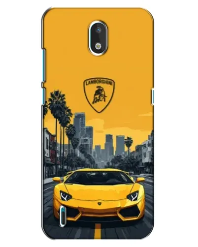 Чехол для Nokia 1.3 с картинкой «Желтый Lamborghini город»