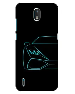 Чехол для Nokia 1.3 с картинкой «Голубой силуэт Lamborghini»