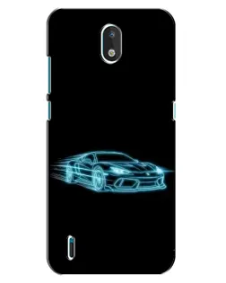 Чехол для Nokia 1.3 с картинкой «Неоновый контур Lamborghini»