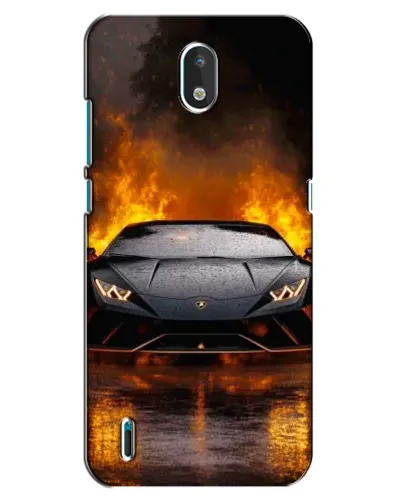 Чехол для Nokia 1.3 с картинкой «Lamborghini в огне»