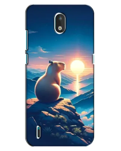 Чехол для Nokia 1.3 с картинкой «Закат солнца с капибарой»