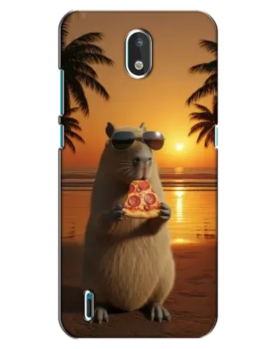 Чехол для Nokia 1.3 с картинкой «Капибара с пиццей»