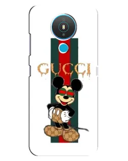 Чехол для Nokia 1.4 с картинкой «Микки Маус Gucci — полосы»