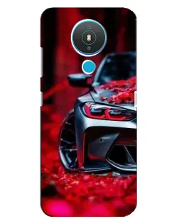 Чехол для Nokia 1.4 с картинкой «Спортивная BMW и цветы»