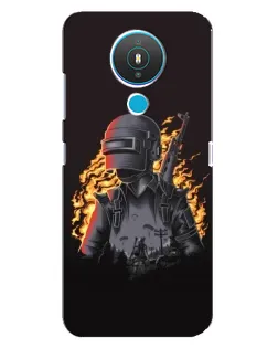 Чехол для Nokia 1.4 с картинкой «PUBG — огненный силуэт»
