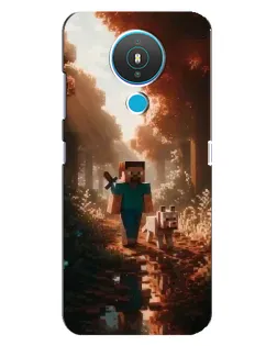 Чехол для Nokia 1.4 с картинкой «Стив в лесу»