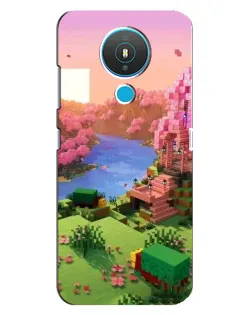 Чехол для Nokia 1.4 с картинкой «Розовое дерево Minecraft»