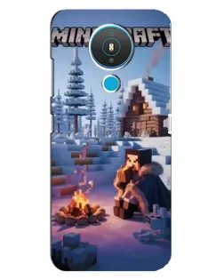 Чехол для Nokia 1.4 с картинкой «Зимний Minecraft»