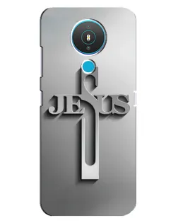 Чехол для Nokia 1.4 с картинкой «Металлический крест Jesus»