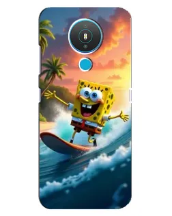 Чехол для Nokia 1.4 с картинкой «Губка Боб серфингист»