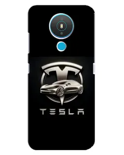 Чехол для Nokia 1.4 с картинкой «Tesla — серебристое авто»