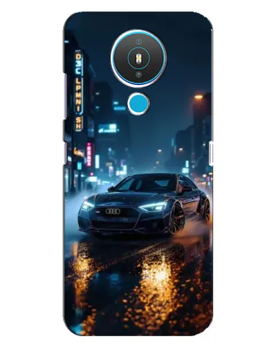 Чехол для Nokia 1.4 с картинкой «Ночной город и Audi»