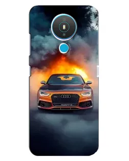 Чехол для Nokia 1.4 с картинкой «Audi в огненном дыму»