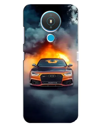 Чехол для Nokia 1.4 с картинкой «Audi в огненном дыму»