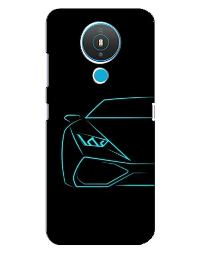 Чехол для Nokia 1.4 с картинкой «Голубой силуэт Lamborghini»