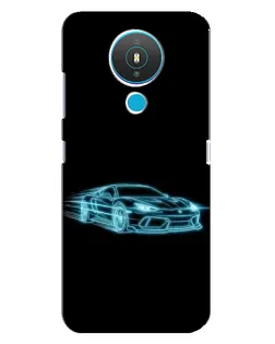 Чехол для Nokia 1.4 с картинкой «Неоновый контур Lamborghini»