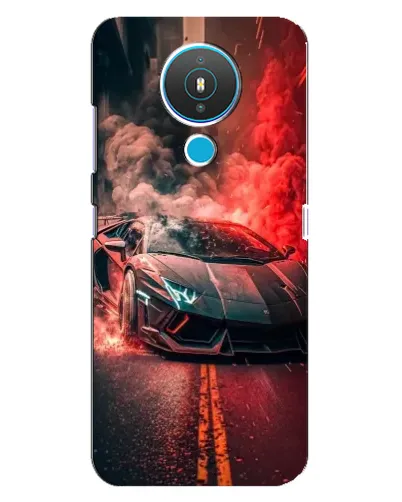 Чехол для Nokia 1.4 с картинкой «Lamborghini красный дым»