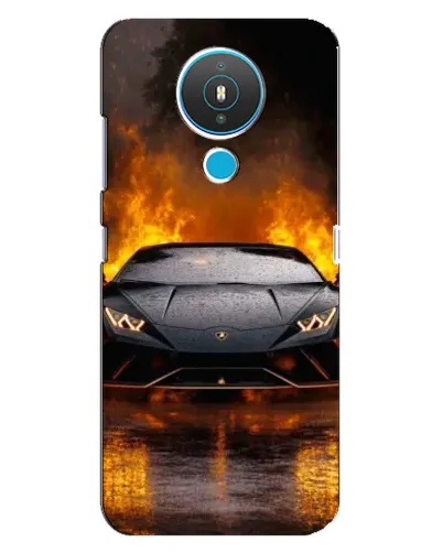 Чехол для Nokia 1.4 с картинкой «Lamborghini в огне»