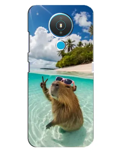 Чехол для Nokia 1.4 с картинкой «Капибара на море»