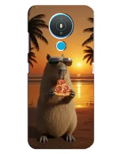 Чохол для Nokia 1.4 з картинкою «Капібара з піцою»