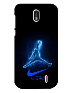 Чехол для Nokia 1 с картинкой «Jordan Neon Blue»