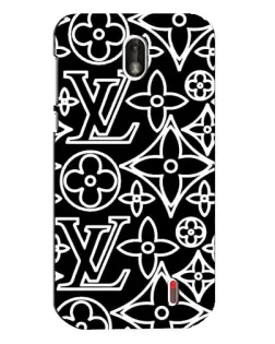 Чехол для Nokia 1 с картинкой «Черно-белый узор LV»
