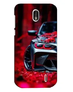 Чехол для Nokia 1 с картинкой «Спортивная BMW и цветы»