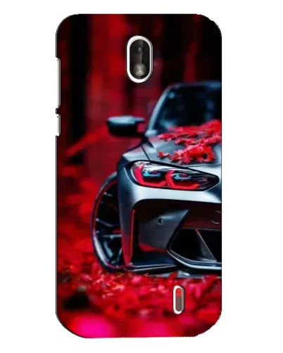 Чехол для Nokia 1 с картинкой «Спортивная BMW и цветы»
