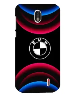Чехол для Nokia 1 с картинкой «Логотип BMW и неоновые дуги»