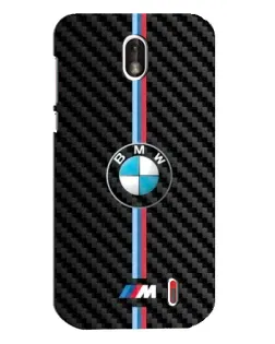 Чехол для Nokia 1 с картинкой «Эмблема BMW и карбон»