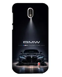 Чехол для Nokia 1 с картинкой «BMW сквозь ночной город»