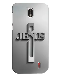 Чехол для Nokia 1 с картинкой «Металлический крест Jesus»
