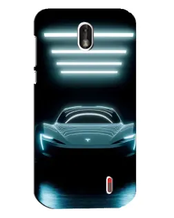 Чехол для Nokia 1 с картинкой «Tesla в неоне»