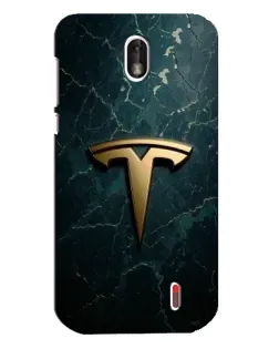 Чехол для Nokia 1 с картинкой «Мраморная Tesla Gold»