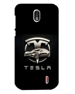 Чехол для Nokia 1 с картинкой «Tesla — серебристое авто»