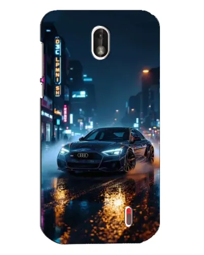 Чехол для Nokia 1 с картинкой «Ночной город и Audi»