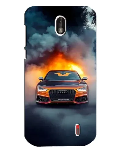 Чехол для Nokia 1 с картинкой «Audi в огненном дыму»