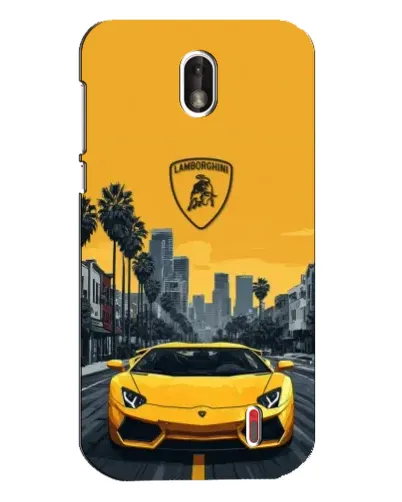 Чехол для Nokia 1 с картинкой «Желтый Lamborghini город»