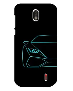 Чехол для Nokia 1 с картинкой «Голубой силуэт Lamborghini»
