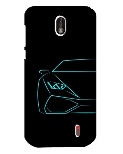 Чехол для Nokia 1 с картинкой «Голубой силуэт Lamborghini»