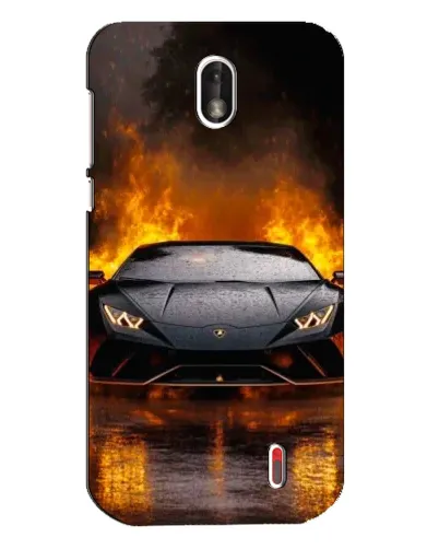 Чехол для Nokia 1 с картинкой «Lamborghini в огне»