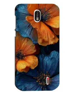Чехол для Nokia 1 с картинкой «Яркая сине-оранжевая флора»