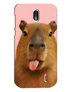 Чехол для Nokia 1 с картинкой «Капибара с языком»