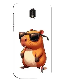 Чехол для Nokia 1 с картинкой «Капибара в очках»
