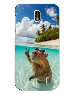 Чехол для Nokia 1 с картинкой «Капибара на море»