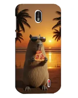 Чехол для Nokia 1 с картинкой «Капибара с пиццей»