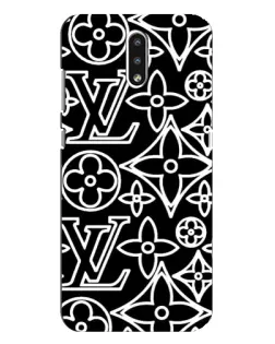 Чехол для Nokia 2.3 с картинкой «Черно-белый узор LV»